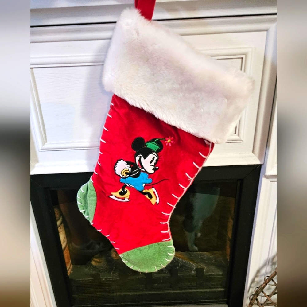 Minnie Mouse stocking ice skating Minnie Christmas stocking holiday winter